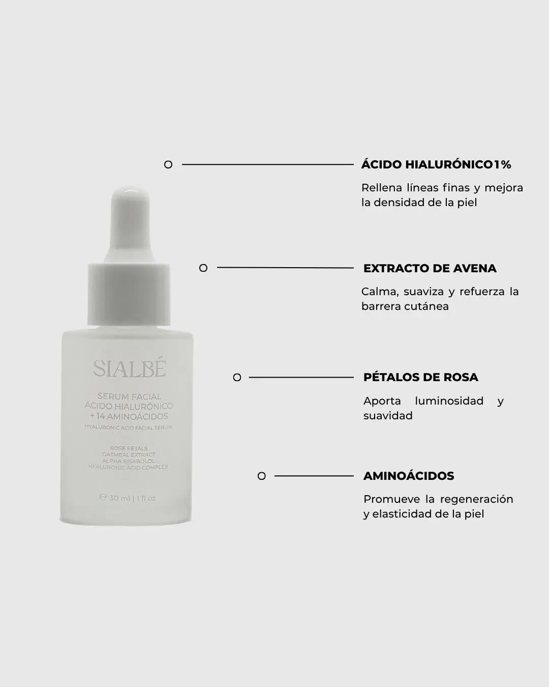 Serum de Ácido Hialurónico de SIALBÉ: hidratación profunda con avena y rosa de damasco para piel seca o deshidratada, imagen 3